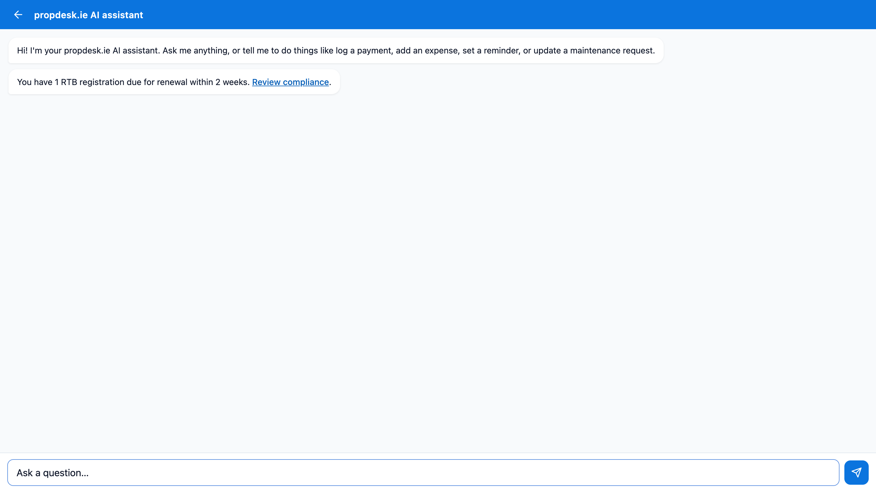 AI assistant answering questions about your properties